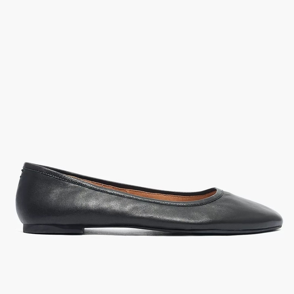 Madewell Size 6.5 Black Leather Reid Ballet Flat - Picture 2 of 8